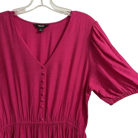 Simply Vera Wang Dress Women Large Pink Maxi Tiered Pockets Summer Cottagecore - Picture 3 of 9